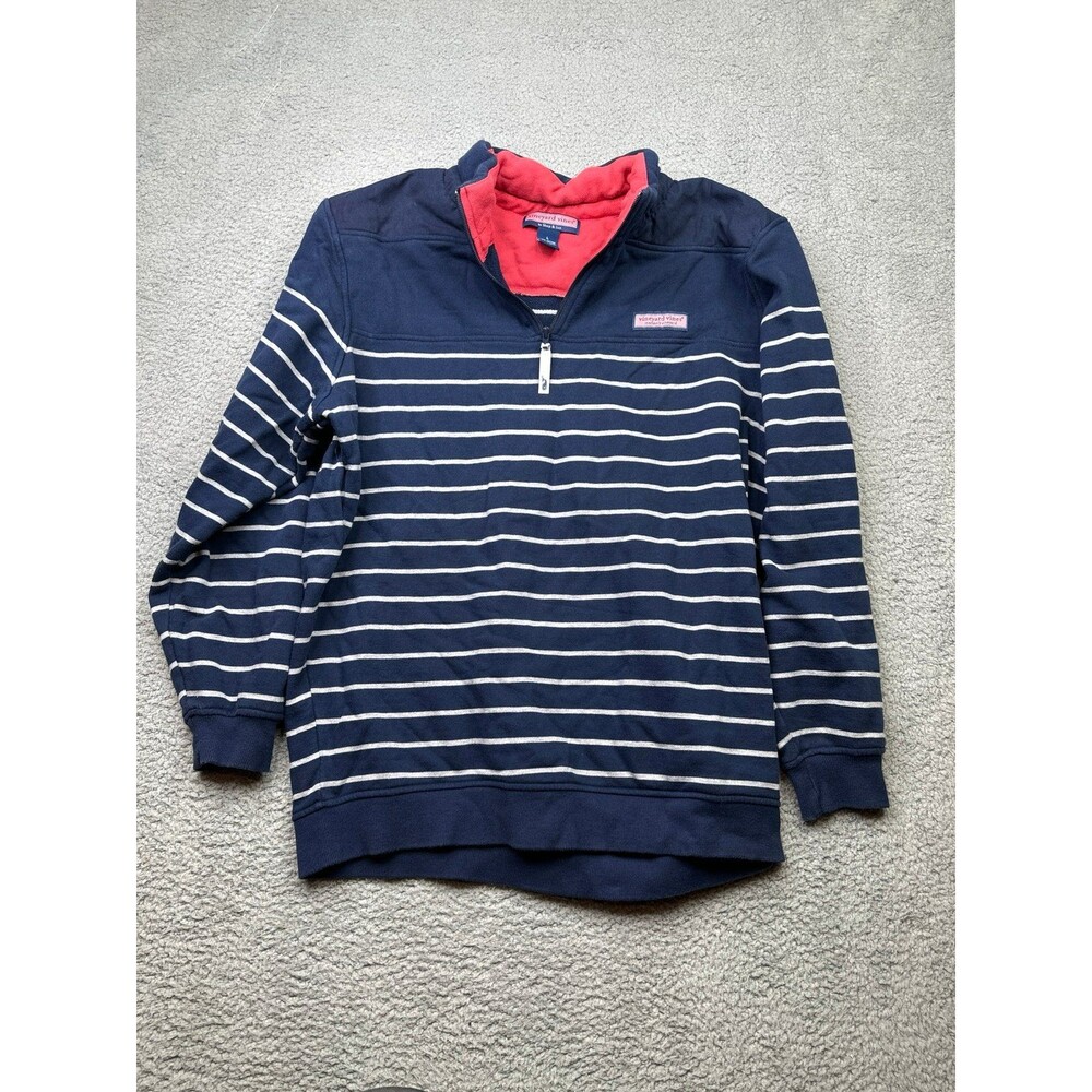 Vineyard Vines 1/4 Zip Striped Pullover Sweatshirt Mens Size L